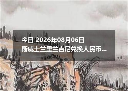 今日 2026年08月06日 斯威士兰里兰吉尼兑换人民币最新汇率行情