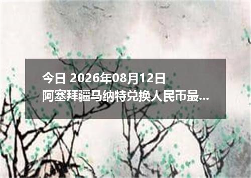 今日 2026年08月12日 阿塞拜疆马纳特兑换人民币最新汇率行情