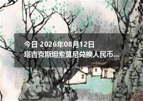 今日 2026年08月12日 塔吉克斯坦索莫尼兑换人民币最新汇率行情