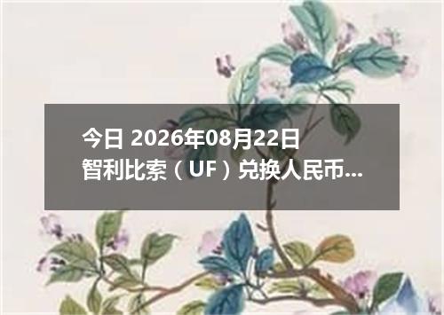 今日 2026年08月22日 智利比索（UF）兑换人民币最新汇率行情