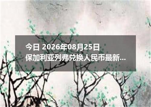 今日 2026年08月25日 保加利亚列弗兑换人民币最新汇率行情