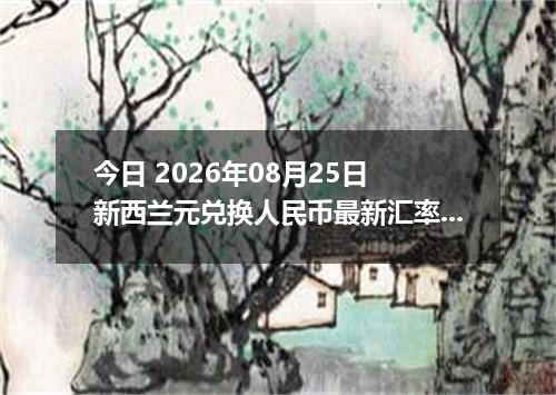 今日 2026年08月25日 新西兰元兑换人民币最新汇率行情
