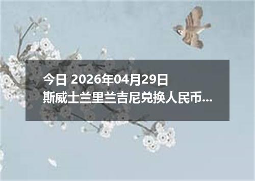 今日 2026年04月29日 斯威士兰里兰吉尼兑换人民币最新汇率行情